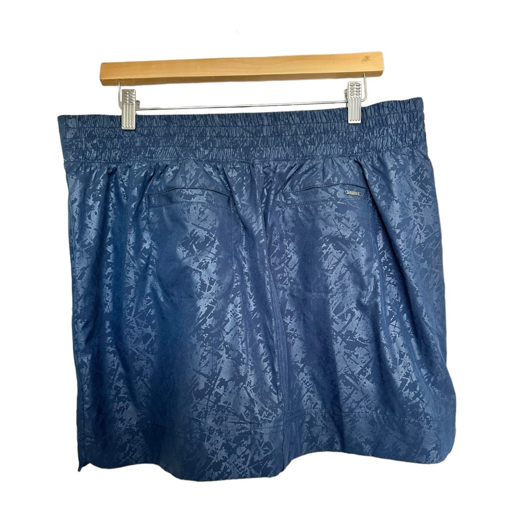 Orvis Travel Skort Blue Embossed Print Pull On Built In Short Zip Pockets Size L - Picture 7 of 13